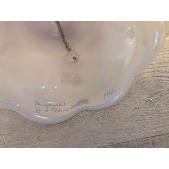 Vintage Fenton Handpainted Heart Design Bell With Iridescent Finish 1992 - Picture 5 of 6